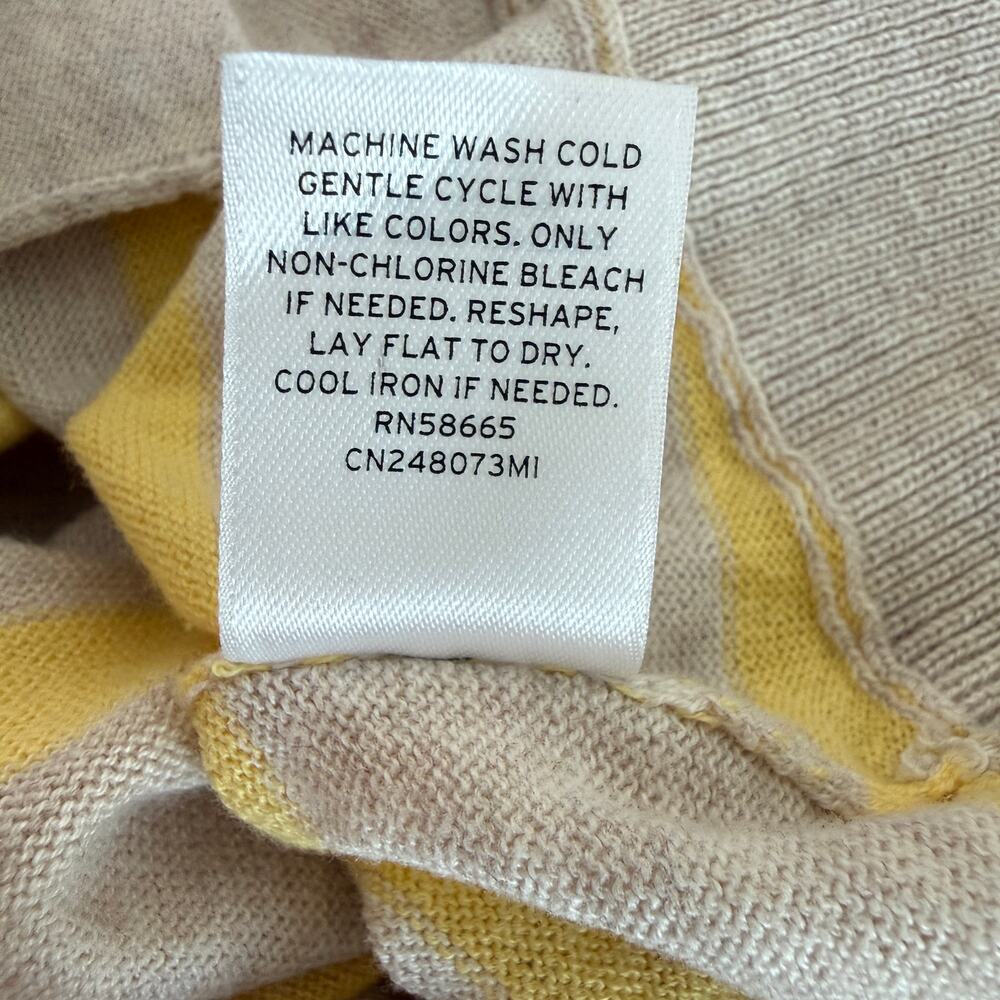 Caslon XL Yellow Stripe Cardigan Pima Cotton Lightweight V Neck - Picture 6 of 8